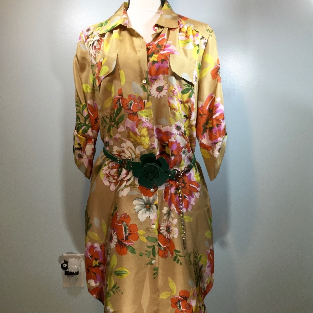 Silk Button Down Floral Dress size S